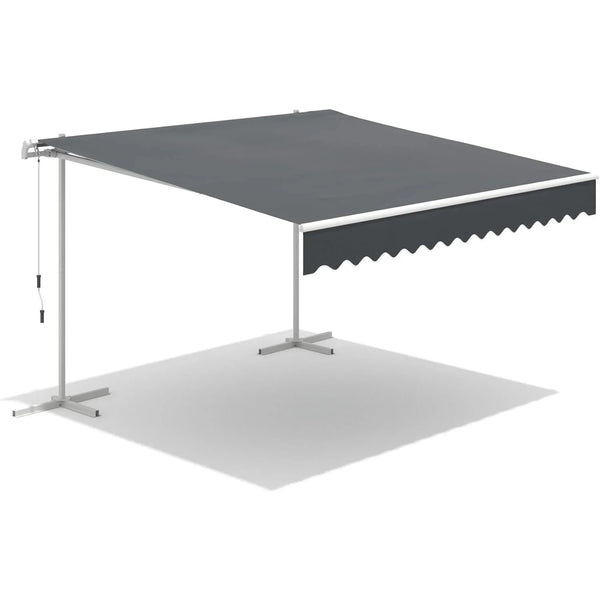 AECOJOY Free Standing Retractable Awning, 13'x10' Patio Awnings Outdoor Manual Sun Shade Shelter, Dark Grey